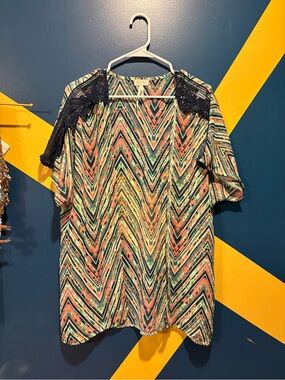 Hint Multicolor Short Sleeve Kimono NWOT